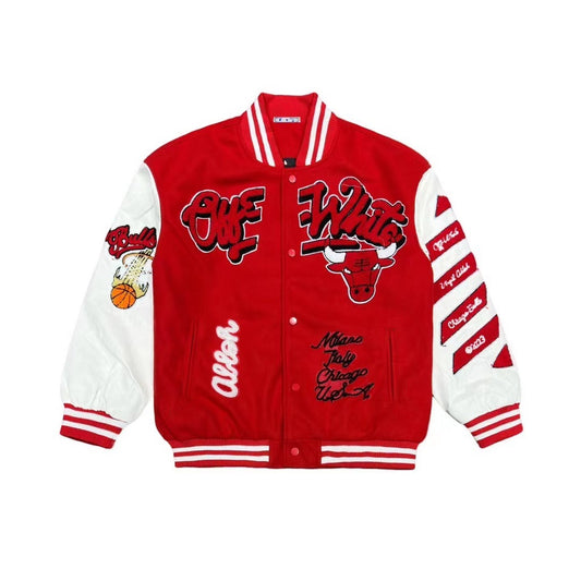 Jaqueta Off-White Varsity Chicago Bulls Red