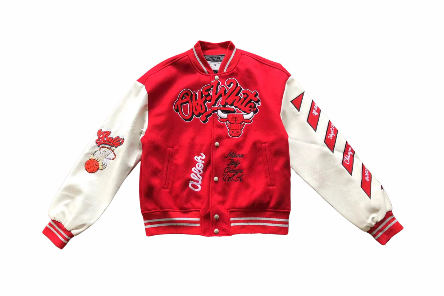 Jaqueta Off-White Varsity Chicago Bulls Red