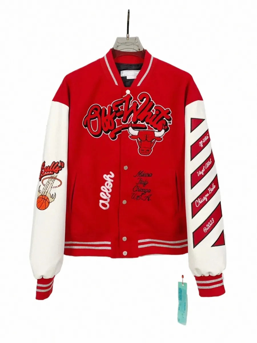 Jaqueta Off-White Varsity Chicago Bulls Red