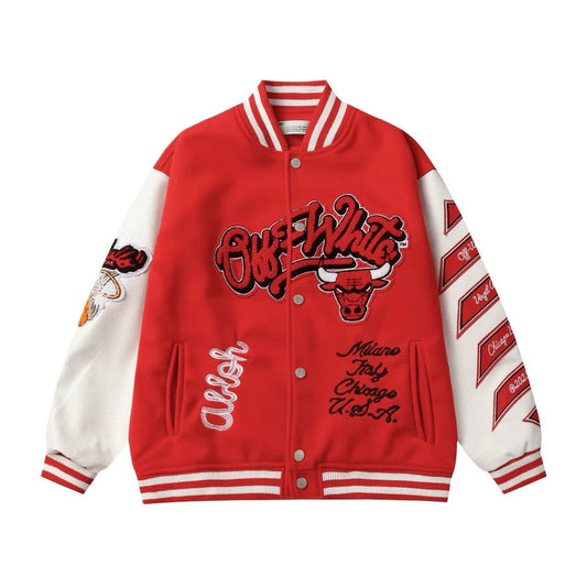 Jaqueta Off-White Varsity Chicago Bulls Red
