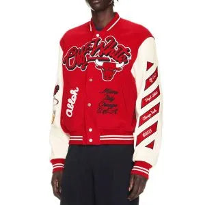 Jaqueta Off-White Varsity Chicago Bulls Red